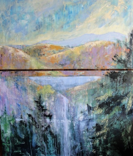 Earth Bowl - Overflow / diptych 100" x 60" / acrylic on canvas 