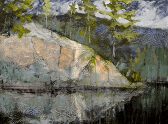 Rocks Attending the River / 18" x 22" / acrylic on panel board