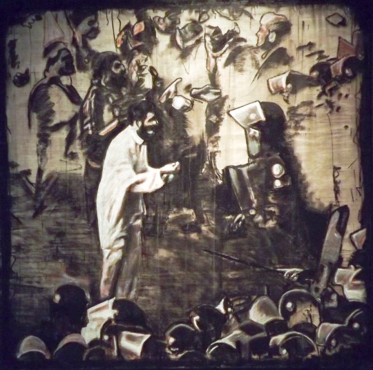 “Egypt 2011”, 48”x48”, pastel, graphite, charcoal, oil pastel