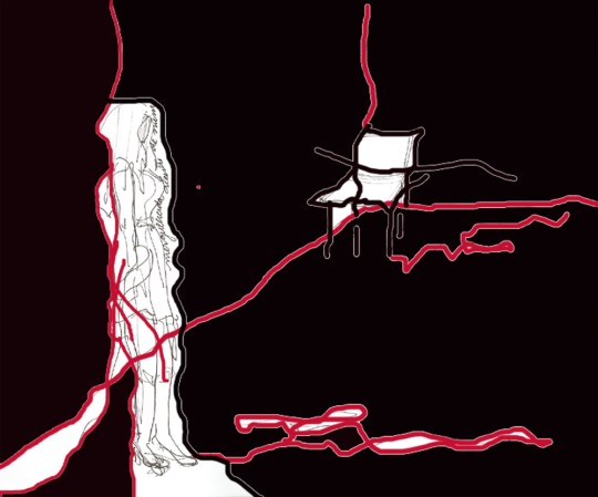 1 MULHER 1 CADEIRA, pencil  and pen on paper and digital graphic design