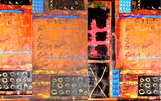 ABOUT KISSES & HUGS, acrylic painting on canvas, digital photo, collage