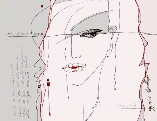 WOMAN, pencil and pen on paper and digital graphic design