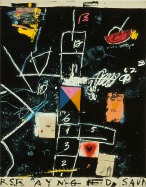 Raymond Saunders Celeste Age 5 Invited me to Tea 1986 http://negroartist.com/negro%20artist/Raymond%20Saunders/images/Raymond%20saunders%20Celeste%20Age%205%20Invited%20Me%20To%20Tea,%201986_jpg.jpg 