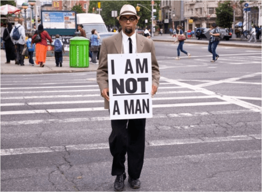 Dred Scott performance I am not a man 2009; duration 1 hour. Performance still 22 x 30 inches, pigment print. http://felicityfenton.com/today/kxh3pxia6rpwnf3uqsjkn6gio0mkic