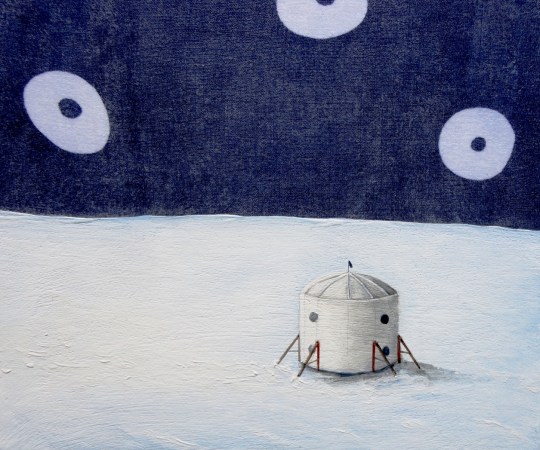 Arctic Mars Research Station,  detail, oil on fabric, 2014