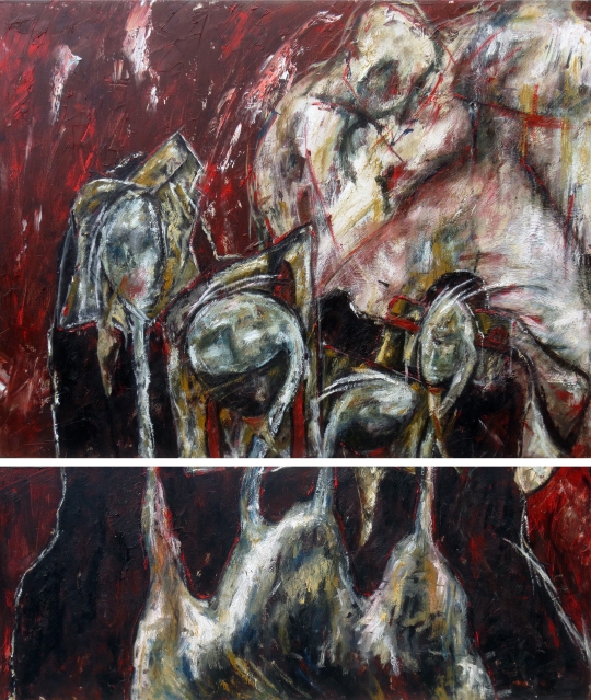 Swans, oil on canvas 100x75cm