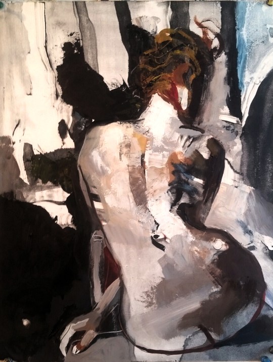 Fatigue 2, oil on paper, 2016, 20" x 16"