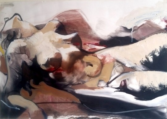 Fatigue 4, oil on paper, 2016, 16" x 22"