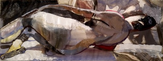 Mannered Nude, oil on paper, 2015, 9" x 24"
