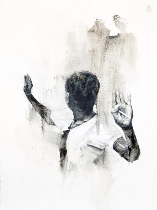 KID WITH LUCY - Newark, July 1967 - 22"x30" - Oil on Watercolor Paper