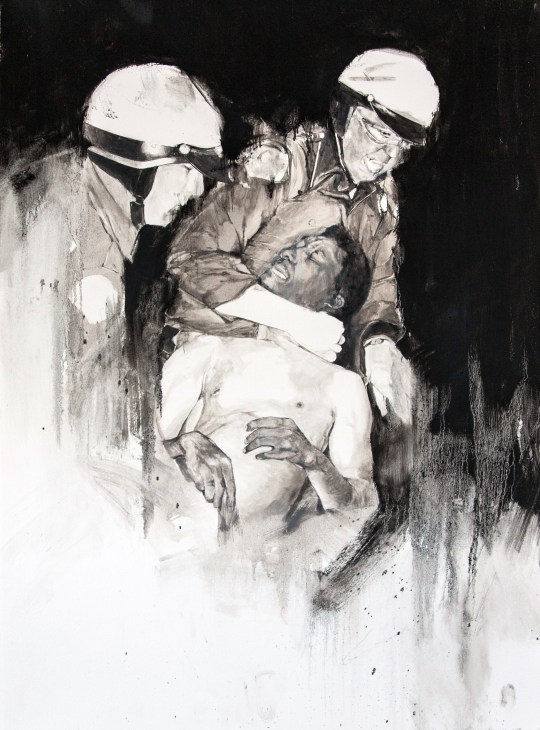 RIOTER - Watts, August 13, 1965 - 22"x30" - Oil on Watercolor Paper